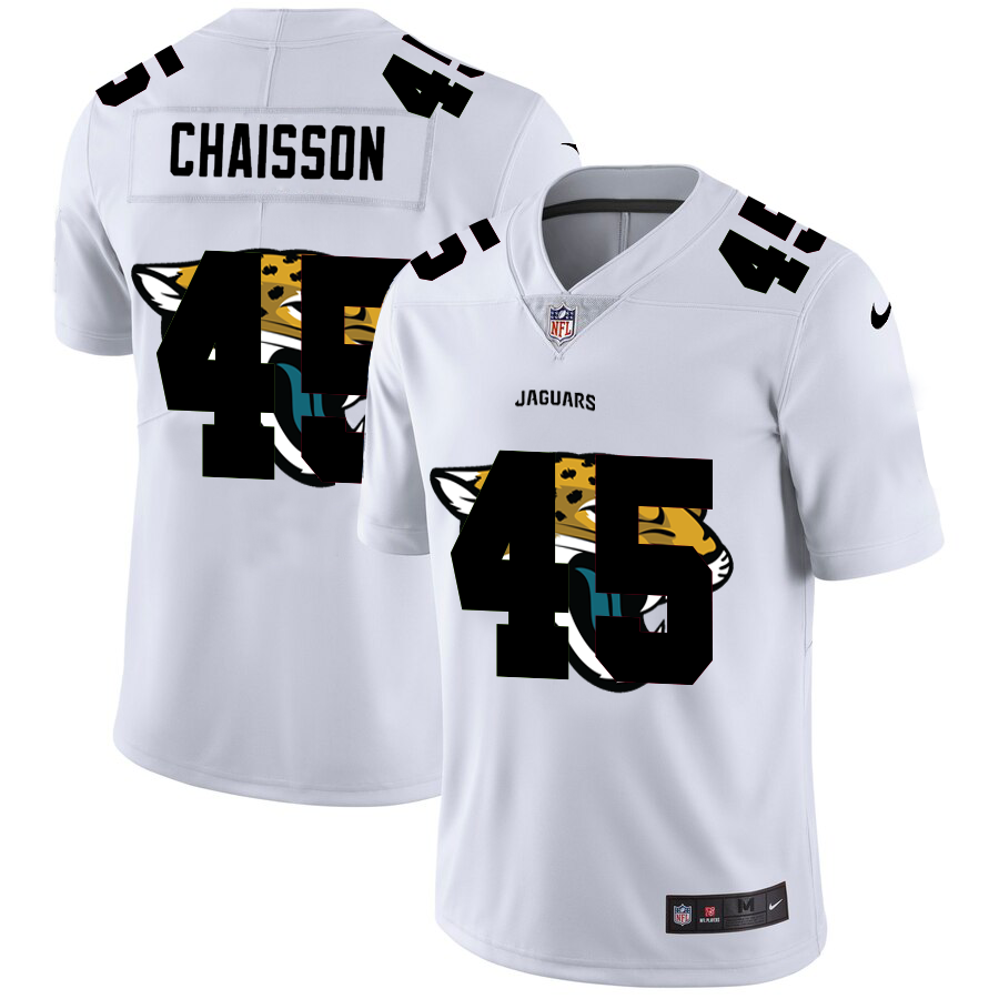 Men Nike Jacksonville Jaguars #45 Chaisson White   Team Logo Dual Overlap Limited NFL Jersey